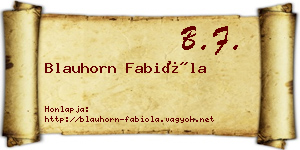Blauhorn Fabióla névjegykártya